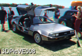 Stainless Steel DeLorean Polished and Shining in the Sun 3D Anaglyph